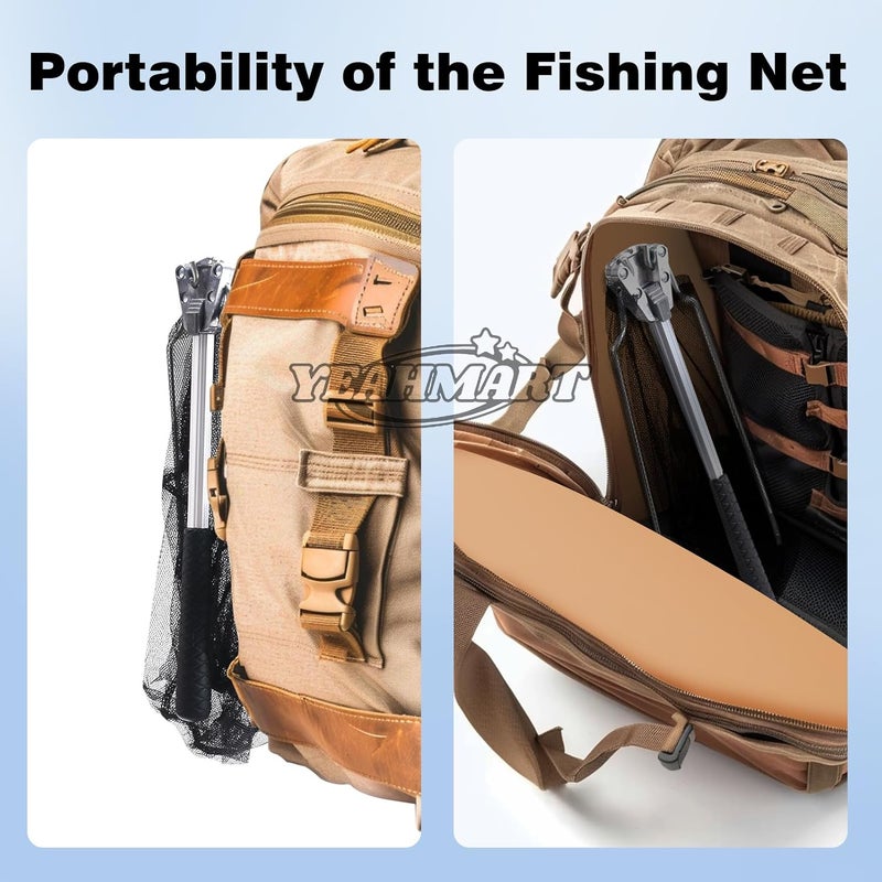 Yeahmart Fishing Net Minnow Nets with Aluminum Collapsible Telescopic Fishing Pole Handle and Nylon Mesh, Small Fishing Landing Net for Saltwater Freshwater, Kids, Men, Women, Extends to 21-75 inch - Image 4